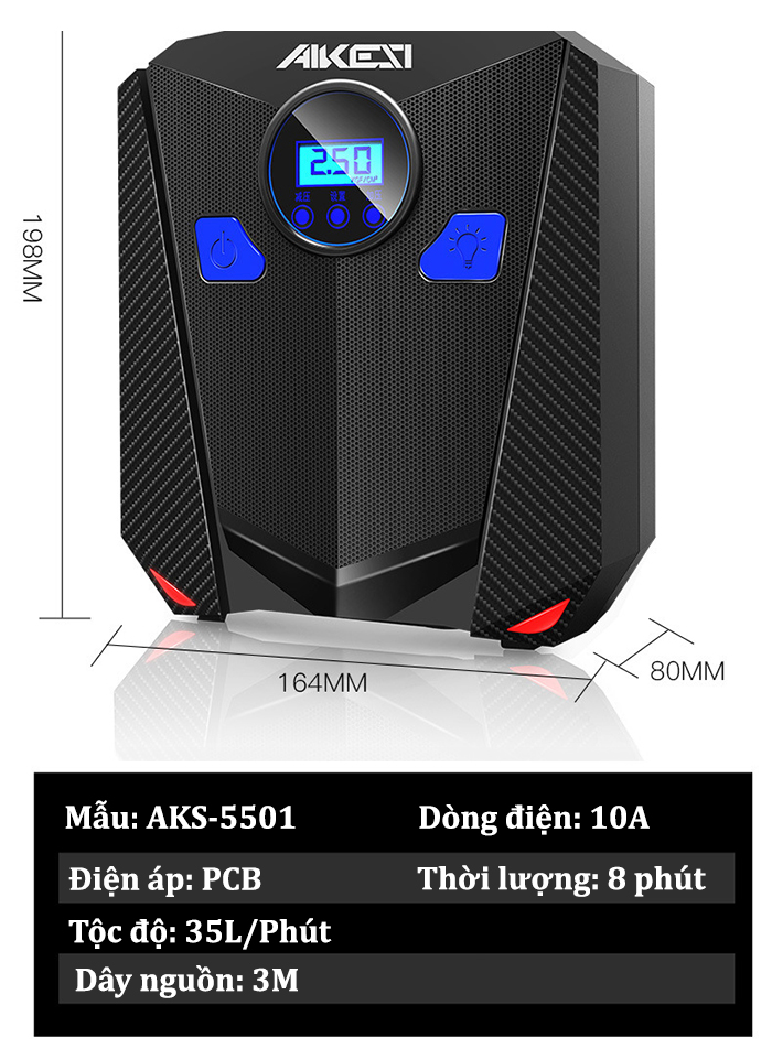 Bơm lốp ô tô - bơm điện tử tự ngắt AIKESI SUITU