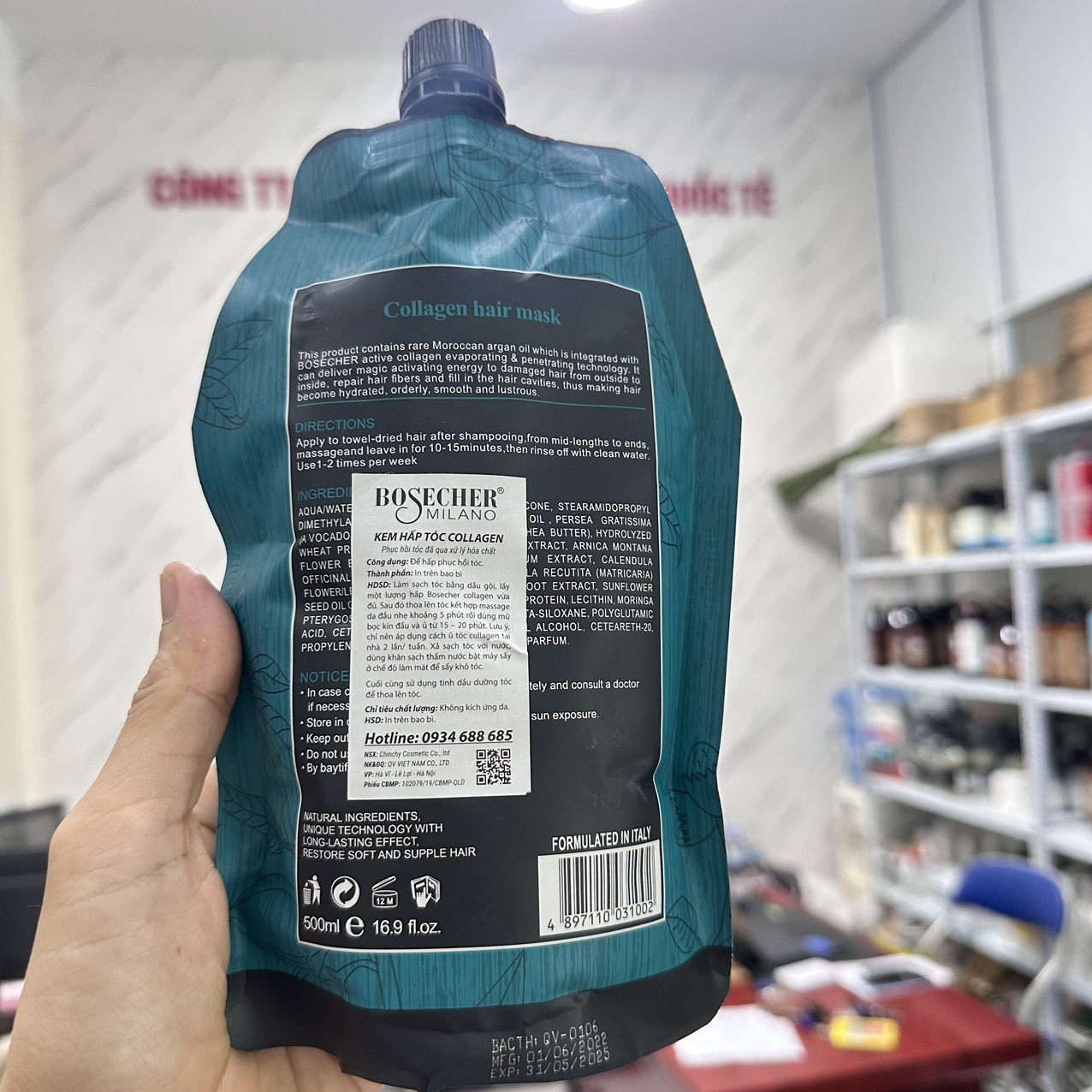 Ủ tóc hấp phục hồi tóc kem hấp hấp tóc BOSECHERCollagen Keratin túi 500ml