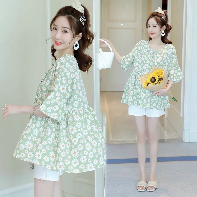Áo bầu babydoll hoa siêu đẹp