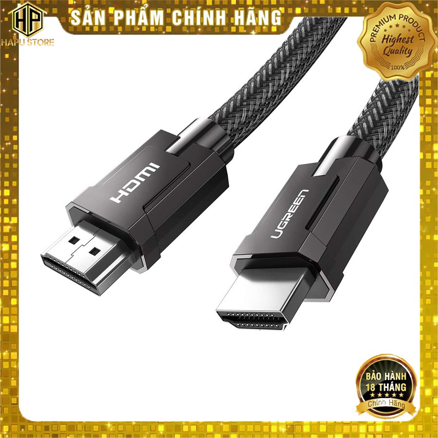Cáp hdmi 2.1 ugreen dài 1m - 2m độ phân giải 8k/60hz 48gbps cao cấp - hapustore