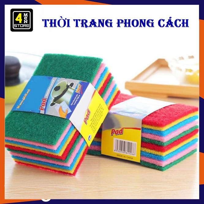 [HCM]⚡ Siêu Sạch ⚡ Bộ 10 Miếng Rửa Chén Bọt Biển nhiều Màu (15x10cm) - Sét 10 Miếng Rửa làm sạch nồi  rửa chén bát đĩa