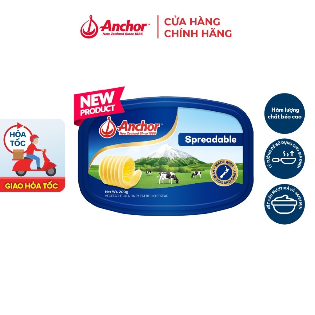SHIP HCM- BƠ THỰC VẬT ANCHOR DẠNG PHẾT SPREADABLE  200GR 94002