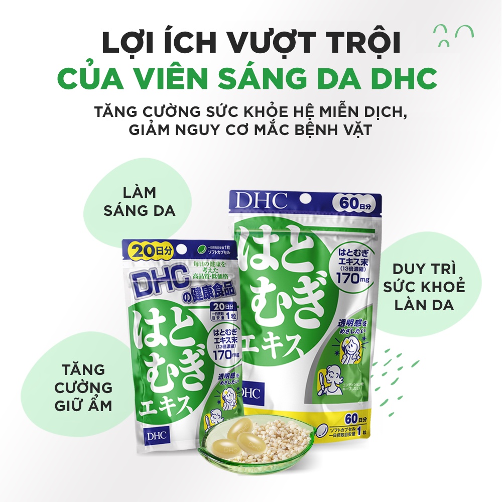 Combo Viên Uống DHC Sáng Da Mờ Thâm 30 Ngày (Adlay & Vitamin C)