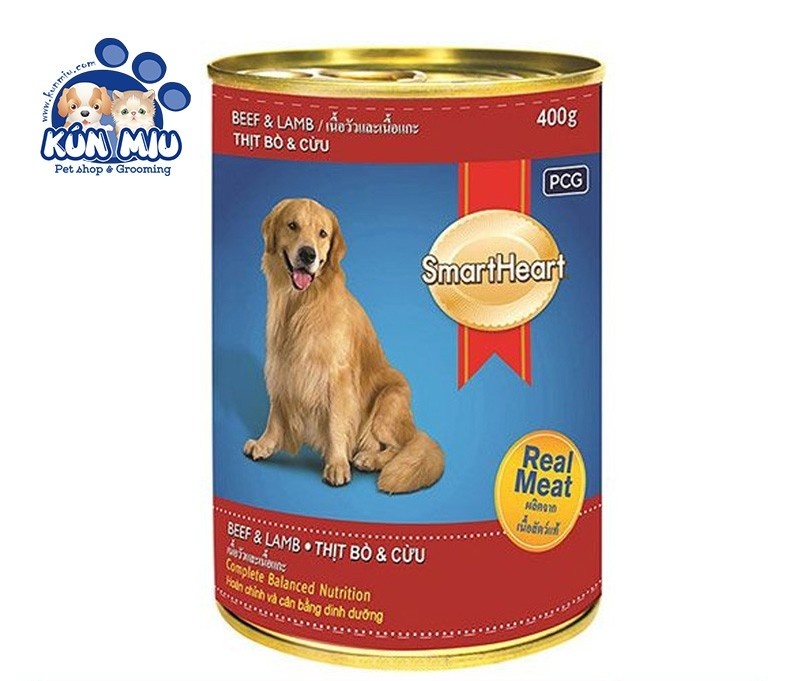 Thức ăn Pate cho chó Smartheart lon 400gr vị bò và cừu