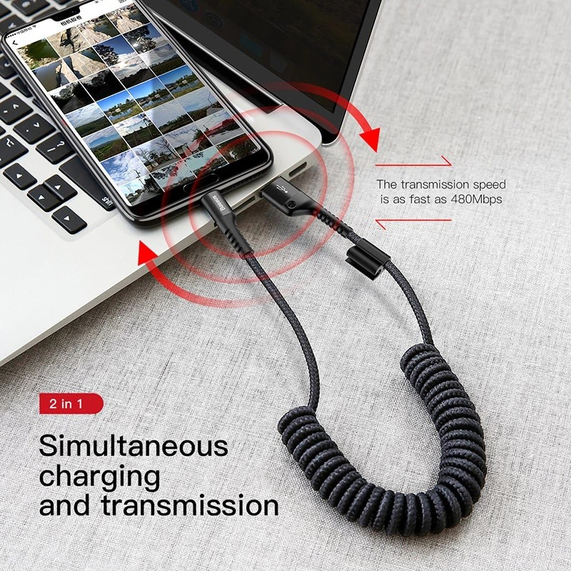 Cáp sạc dây xoắn đàn hồi Baseus Fish Eye Spring Data Type C