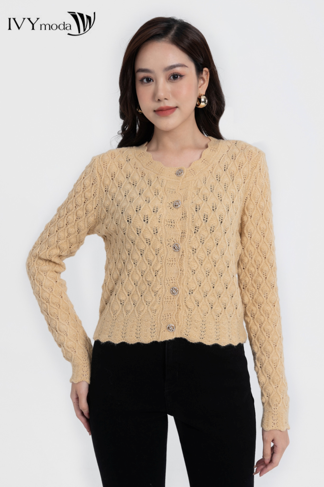 Áo khoác len ngang hông nữ IVY Moda MS 77B8035