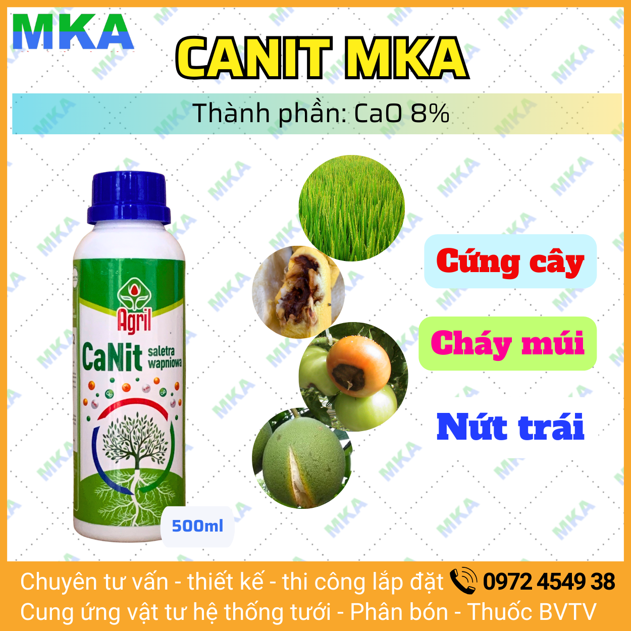 MKA Phân bón Caoni bổ sung canxi sung bông lớn trái hạ mặn phục hồi cây trồng- 500ml