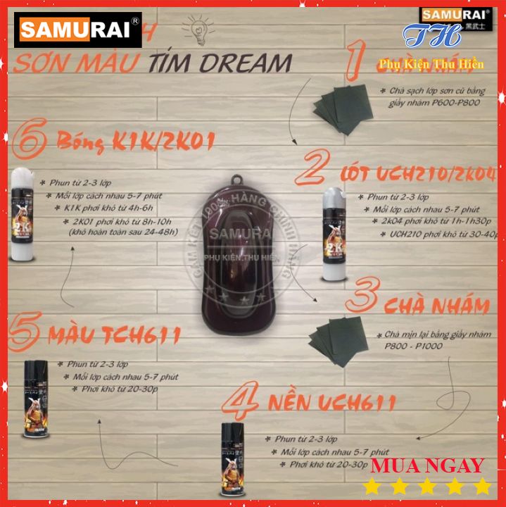 [HCM]Chai Sơn Samurai Màu Tím Dream UCH611 + TCH611