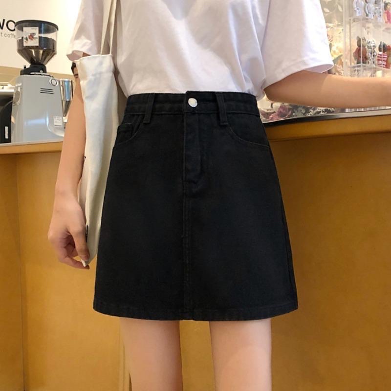 Chân Váy Kaki Jeans Nữ Dáng Chữ A Basic Kiểu Dáng Đơn Giản Phối Đồ Dễ Dàng