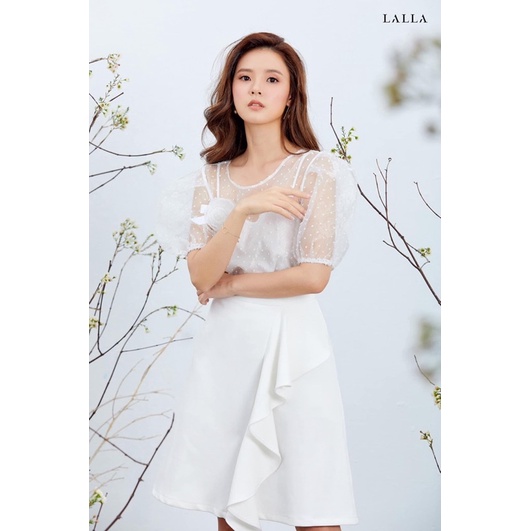 LALLA - Chân váy Vaxo chữ A có bèo xéo nữ