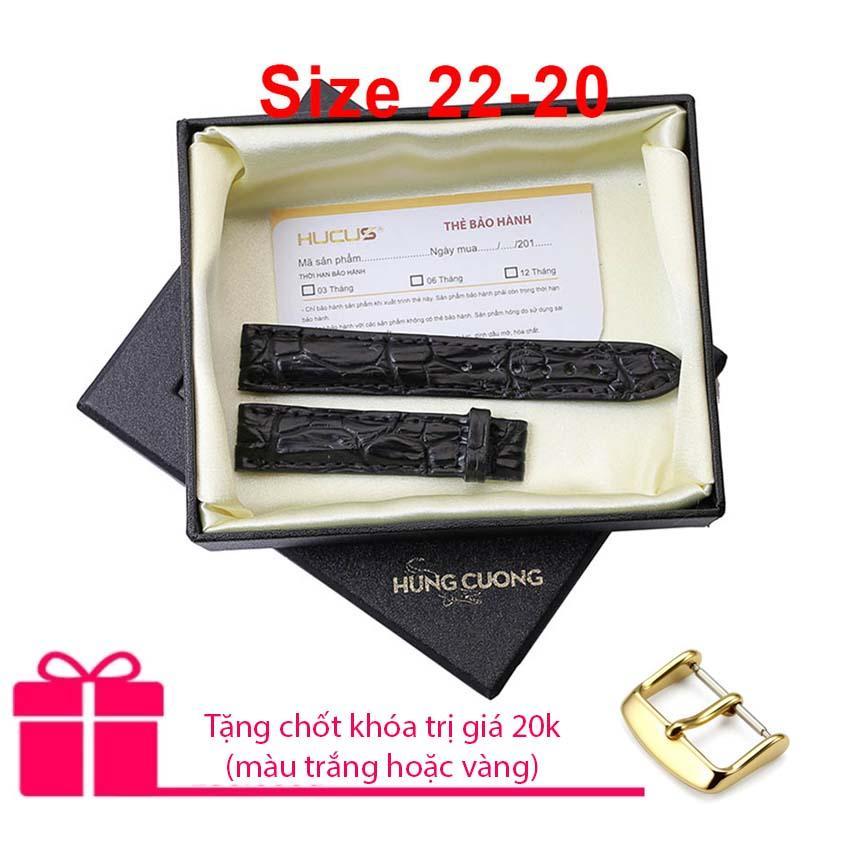 Dây Đồng Hồ Nam Da Cá Sấu Thật Hùng Cường (size 22-20)