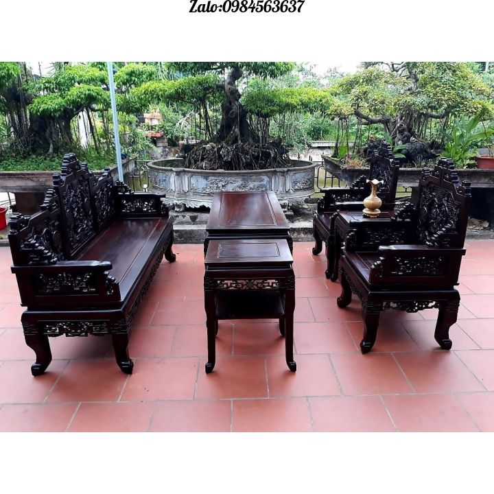 Bộ trường kỷ ngũ lân 6 món gỗ gụ