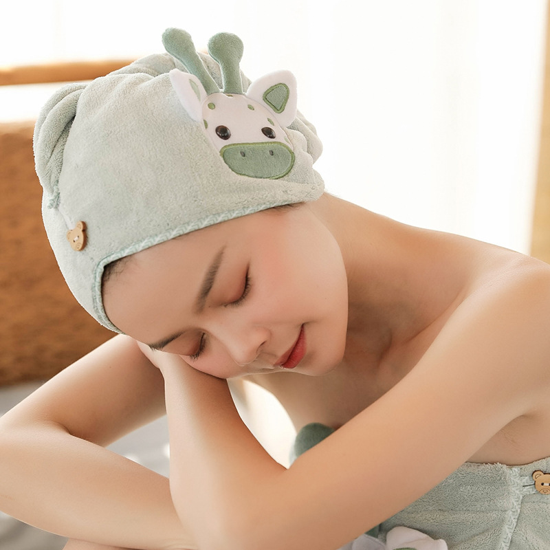 (MTD07) Khăn quấn tóc, mũ trùm đầu thấm nước làm khô tóc