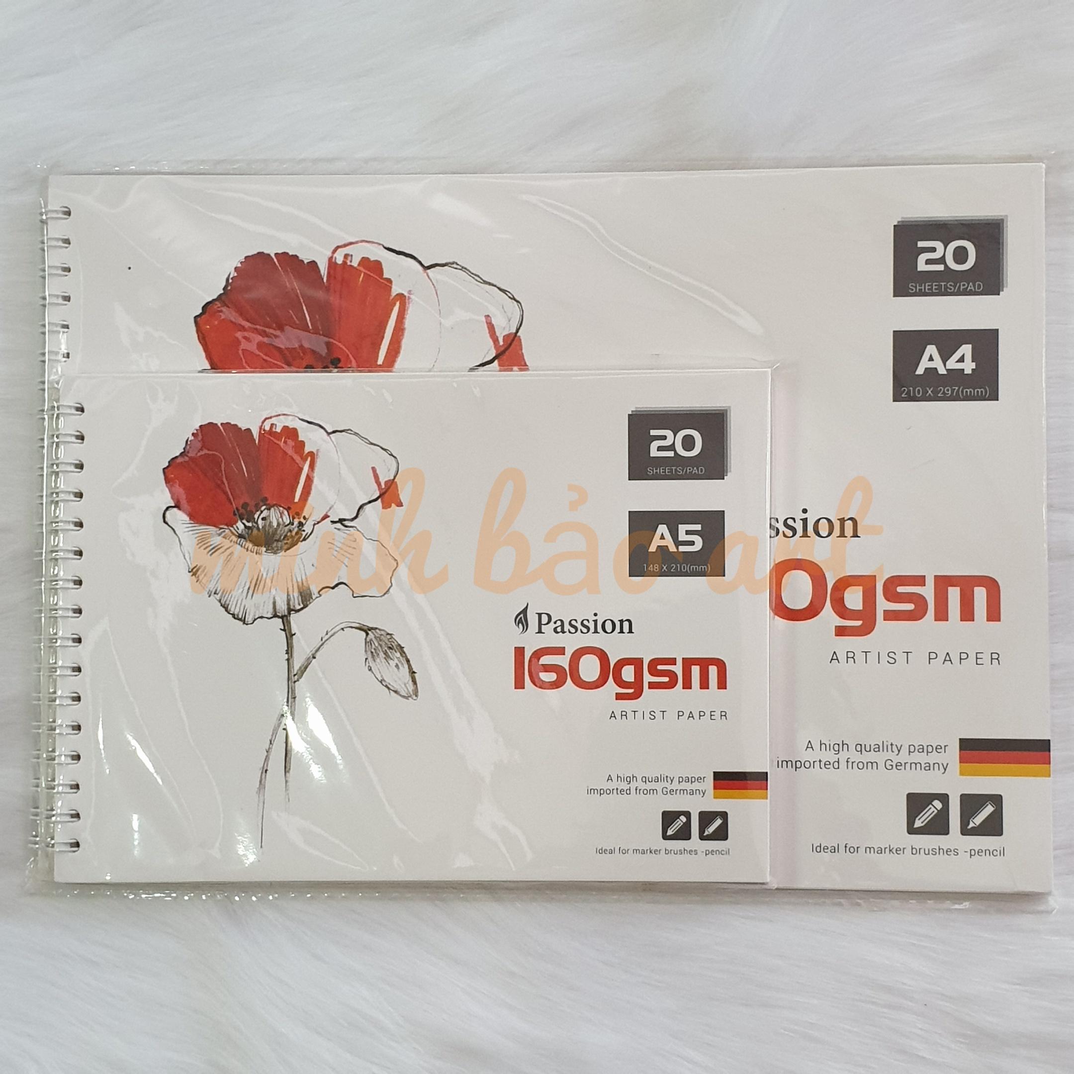 [HCM]SỔ VẼ PASSION - GIẤY NHẬP KHẨU TỪ ĐỨC 160 GSM 20 TỜ/ 200 GSM 15 TỜ/ 300 GSM 15 TỜ (BRISTOL MIX MEDIA)