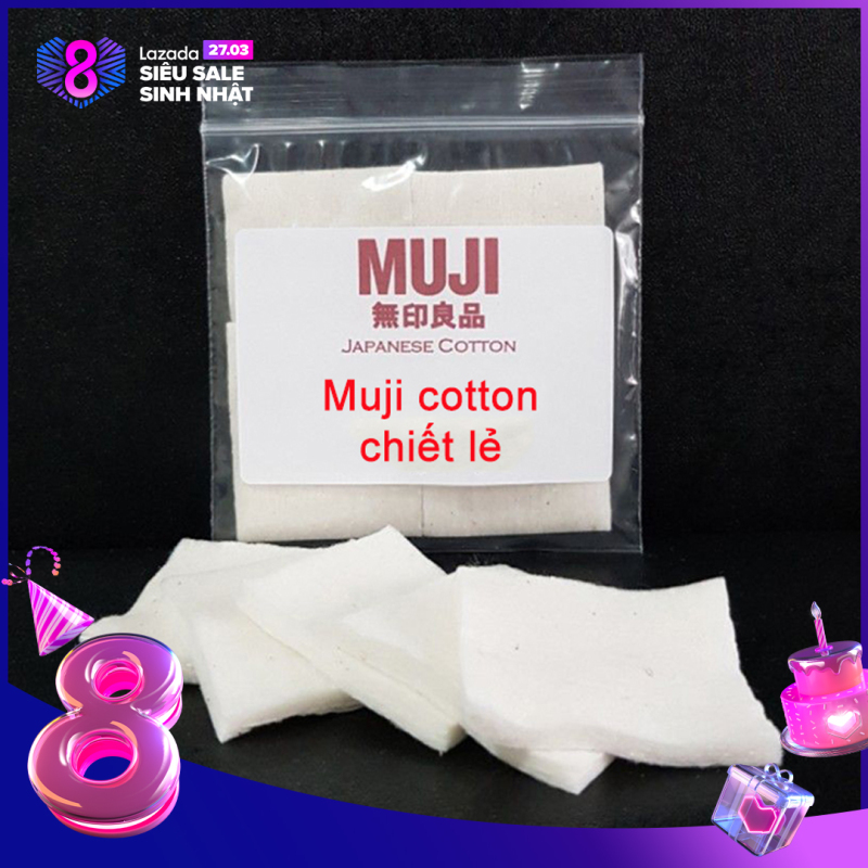 Bông mút tẩy trang Muji Nhật Bản loại tách lớp gói chiết lẻ tiện dụng (30 miếng) cao cấp