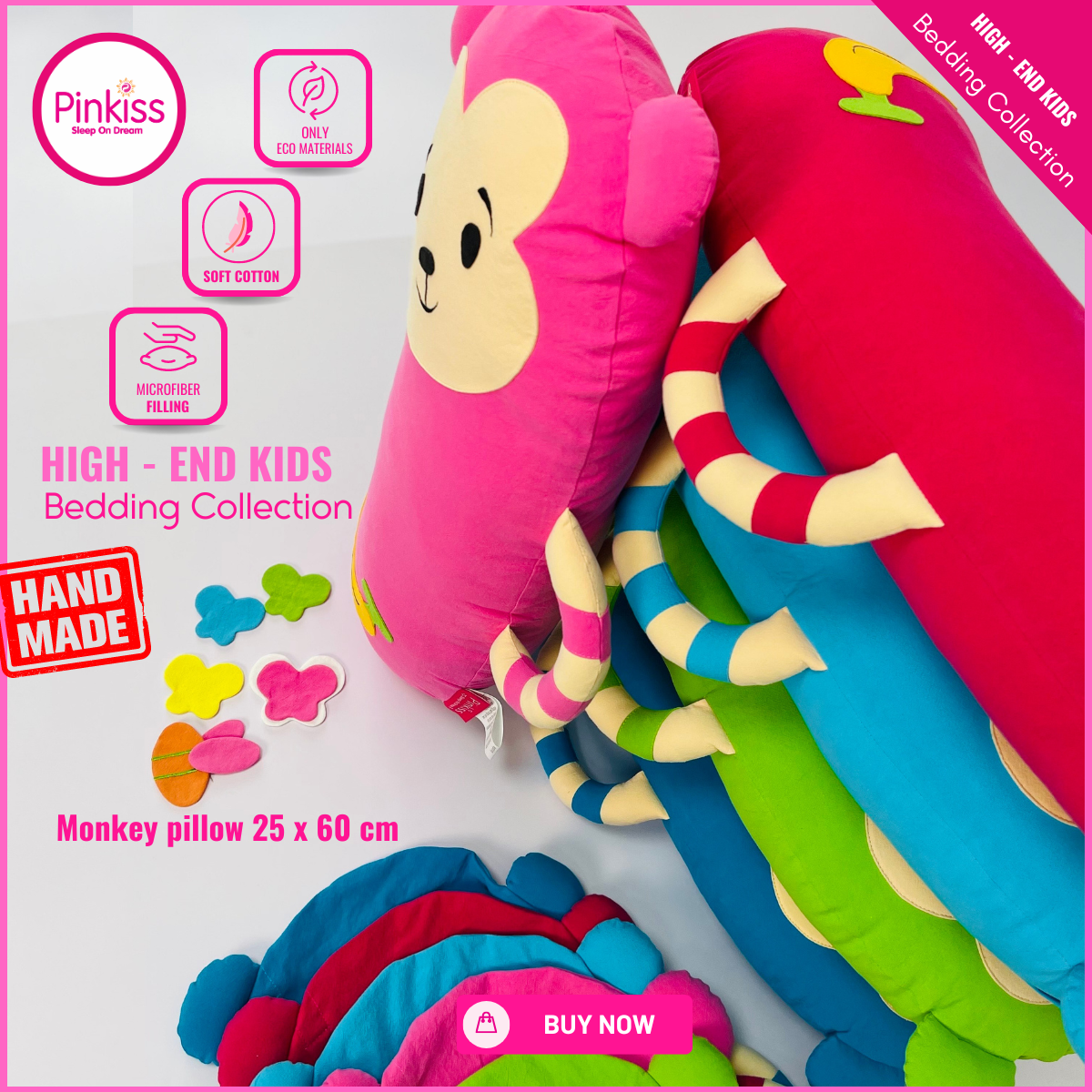 Gối ôm PINKISS khỉ 25x60cm