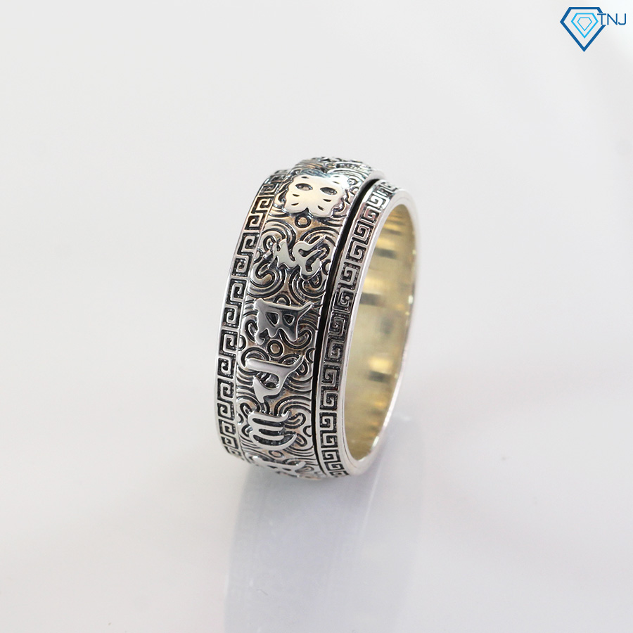 Nhẫn bạc thật nam xoay Om Mani Padme Hum NNA0178 - Trang Sức TNJ