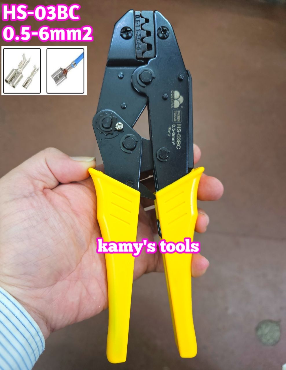 Kìm bấm cos fasen hs-03bc bấm cos cuốn 0.5-6mm2 dài 9 inch 230mm (kiềm bấm cos, kềm bấm cos)