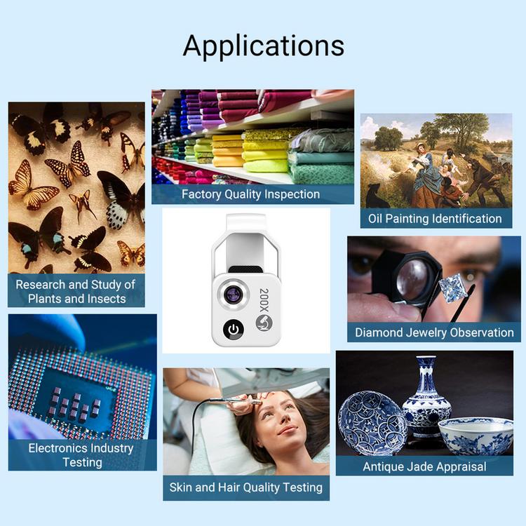 Portable Digital Microscope 200X Mini Digital Microscope with Universal Clip for Kids Adults Built-in LED Pocket Microscope for Phone Accessories useful