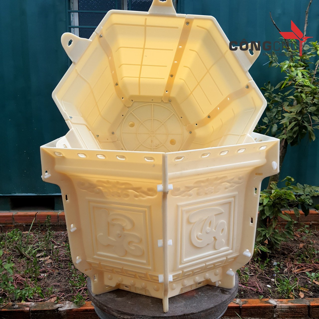 Khuôn Chậu Lục Giác 60 (Hoa Sen- Phúc Lộc Thọ- Tết)