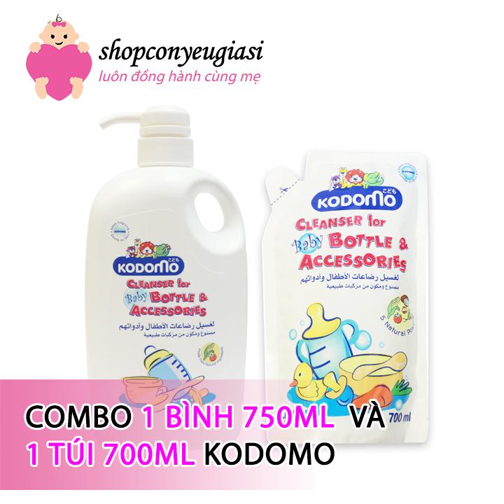 HCMCombo Nước rửa bình sữa Kodomo 750ml + bịch 700ml
