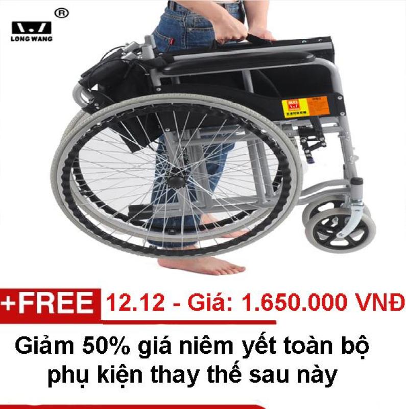 Xe lăn gấp gọn trong cốp ô tô, bỏ được bàn để chan trước Longwang Solid nhập khẩu