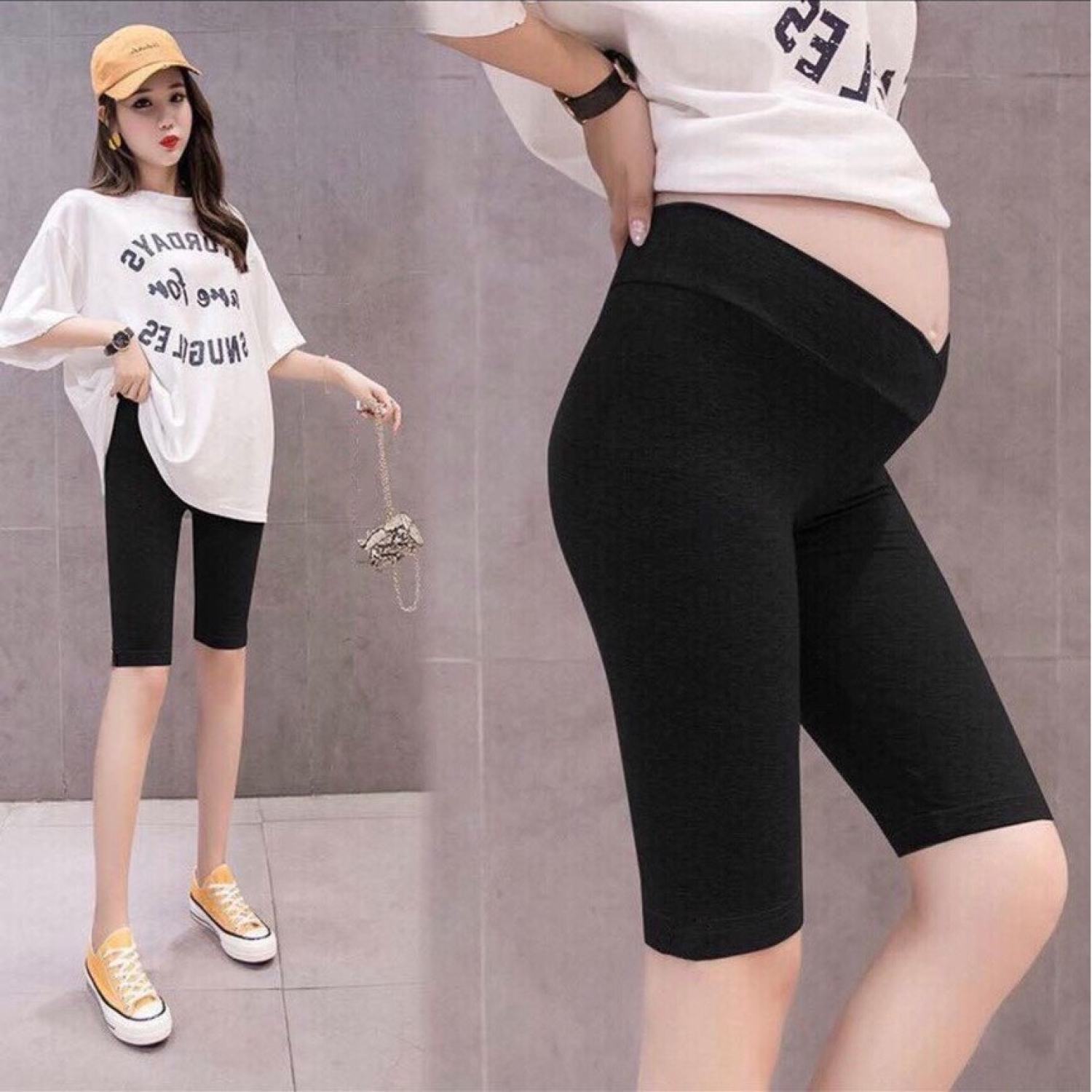 Quần bầu lửng - cạp chéo - leggging - chất liệu thun co giãn ( lửng cạp chéo )