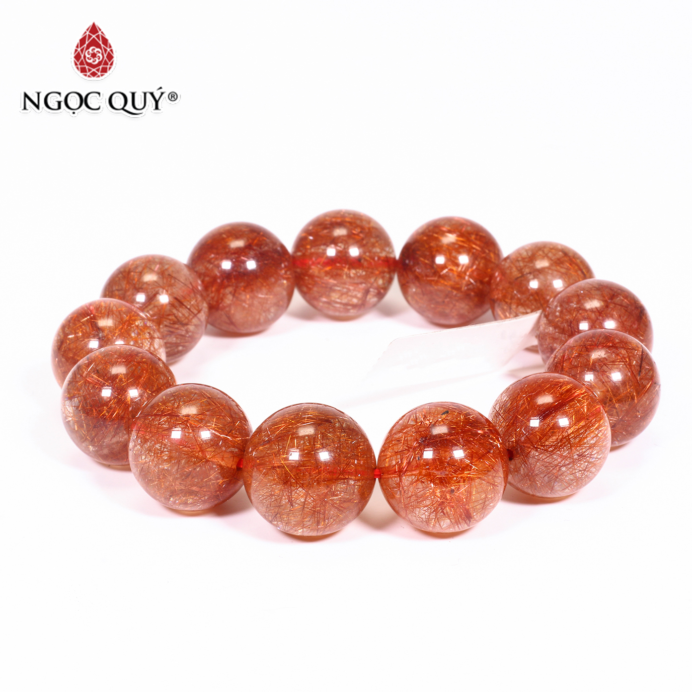 [HCM]Vòng tay đá thạch anh tóc đỏ size hạt 16mm mệnh hỏa thổ - Ngọc Quý Gemstones