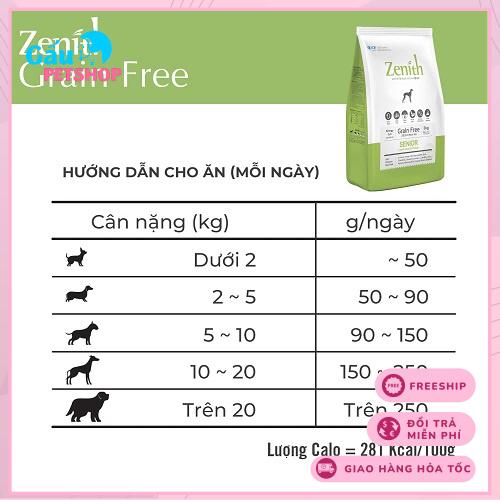 Thức ăn hạt mềm ZENITH SENIOR cho chó già (xanh lá)
