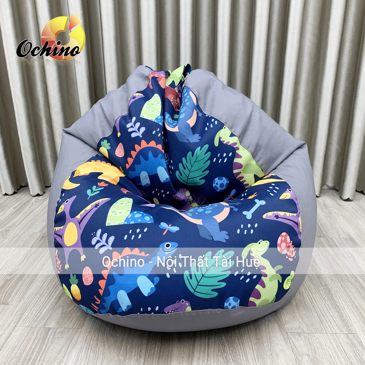 Ghế thư giãn hạt xốp size s, ghế lười phong cách hiện đại vải canvas thổ cẩm