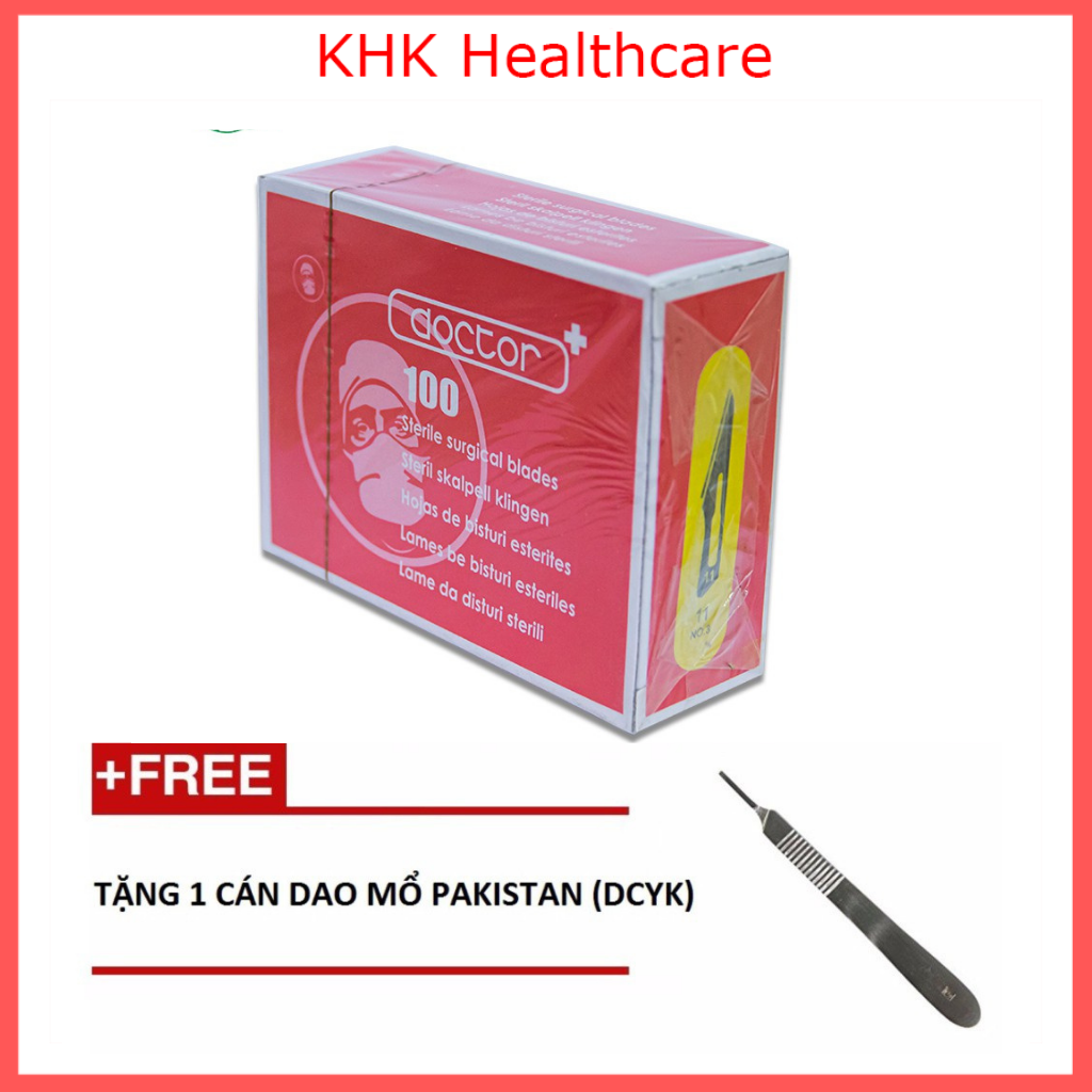 Hộp 100 dao mổ Doctor số 11 tặng kèm cán dao KHK Heathcare CBDOCTOR2