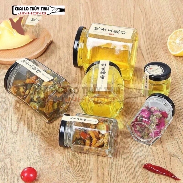 [HCM]LỌ THUỶ TINH LỤC GIÁC 180ml nắp thiết