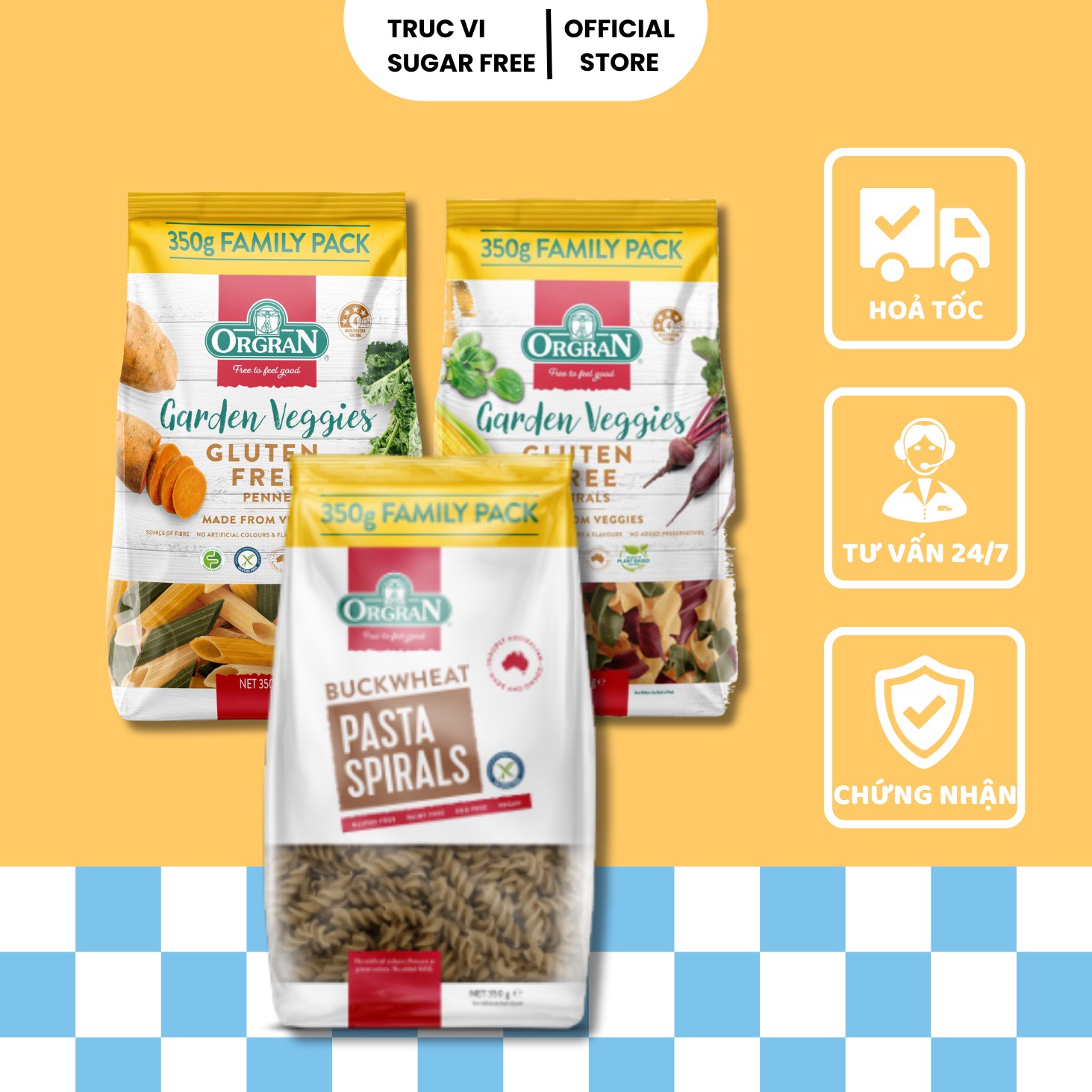 Mì Nui rau củ thuần chay Orgran ( ăn kiêng, tiểu đường, keto)