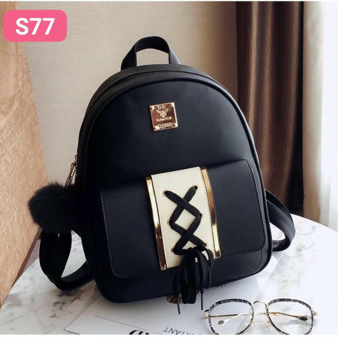 [HCM]Balo Da Thời Trang Đan Nơ Chéo Xen Kẻ
