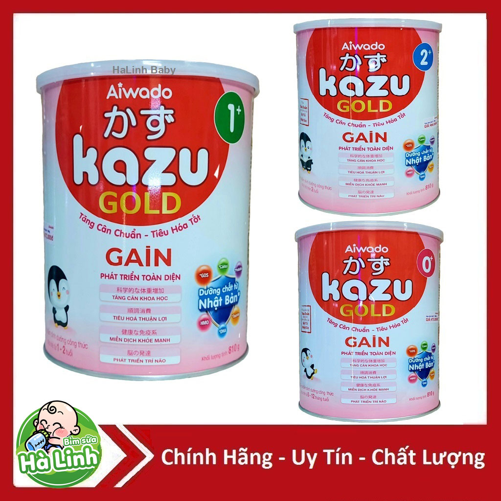 Sữa Kazu Gold Gain 0+ 1+ 2+ 810g (Date 2027)