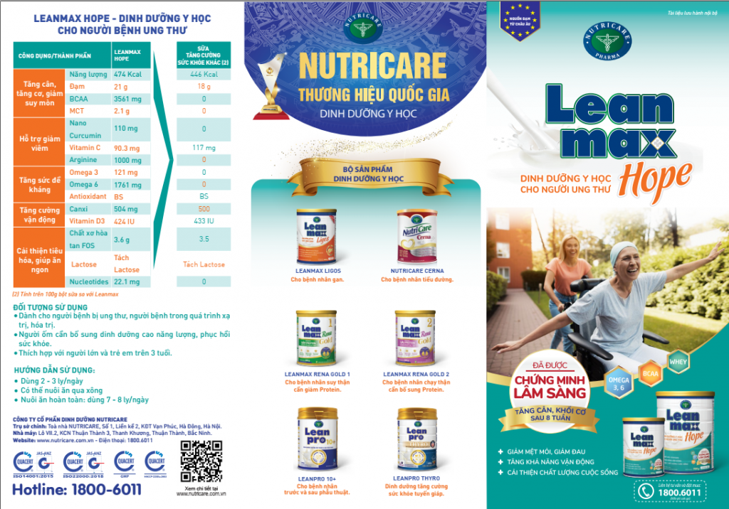 Sữa Bột LeanMax Hope Lon 900g ( Dinh dưỡng dành cho bệnh nhân Ung Thư)