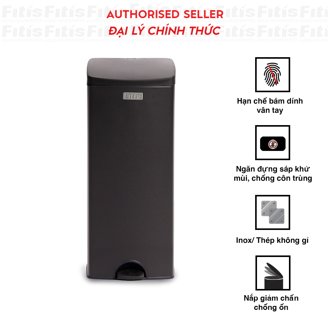 Thùng rác Fitis Premium - Đạp vuông lớn - 22L