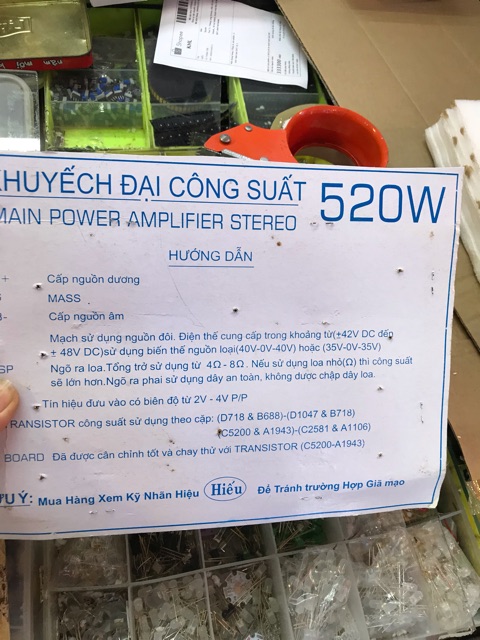 Mạch công suất 520w 16 sò 2 bo