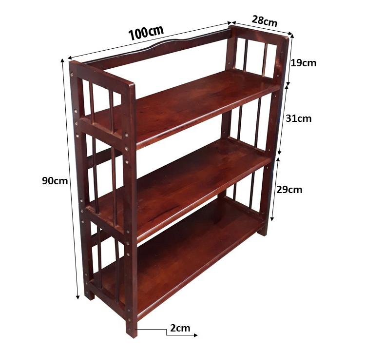 [HCM]Kệ sách 3 tầng rộng 100cm bằng gỗ (Màu nâu)