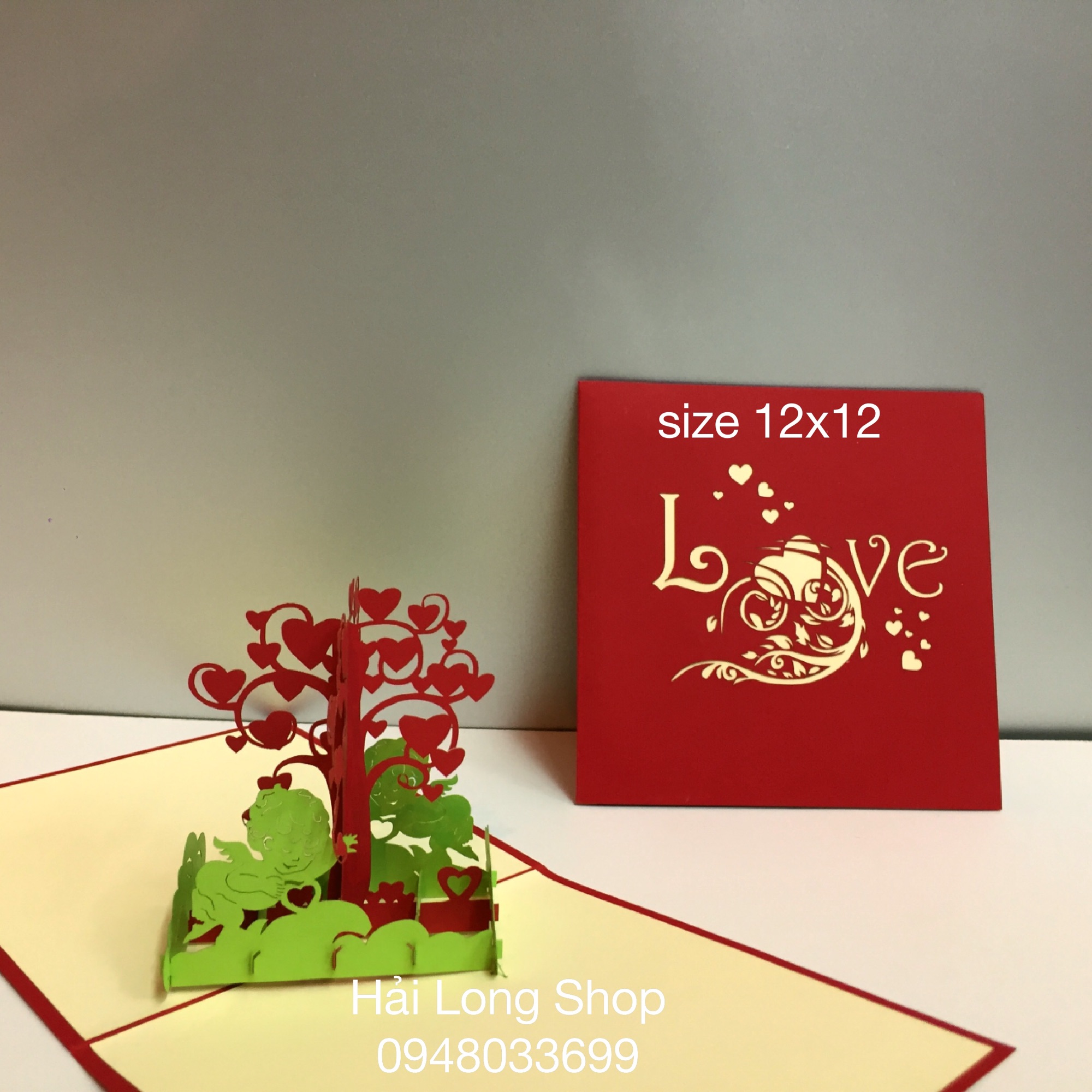 Cây trái tim 1 - love - flower - thiệp 3d