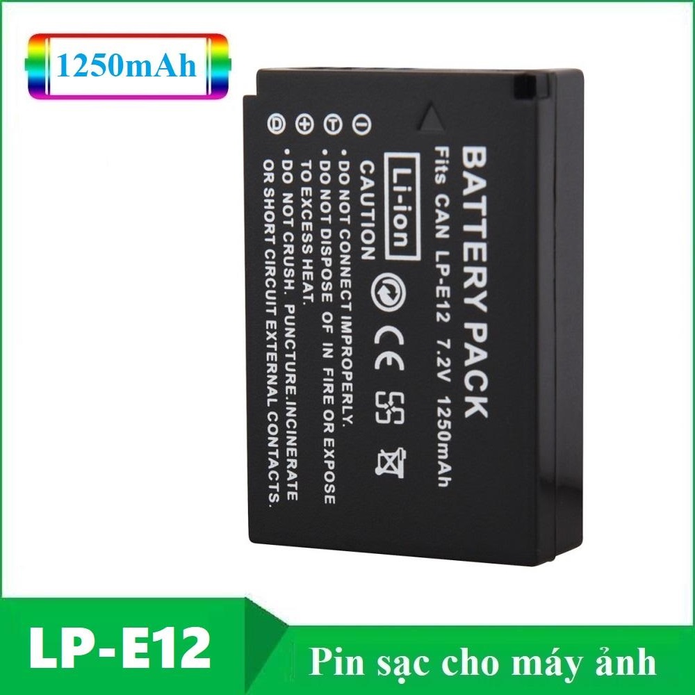 Pin máy ảnh lp-e12 1250mah cho eos 100d eos rebel s1 m m2 m10 m50 m100 sx70 hs - pin sạc máy ảnh lp e2 1250mah
