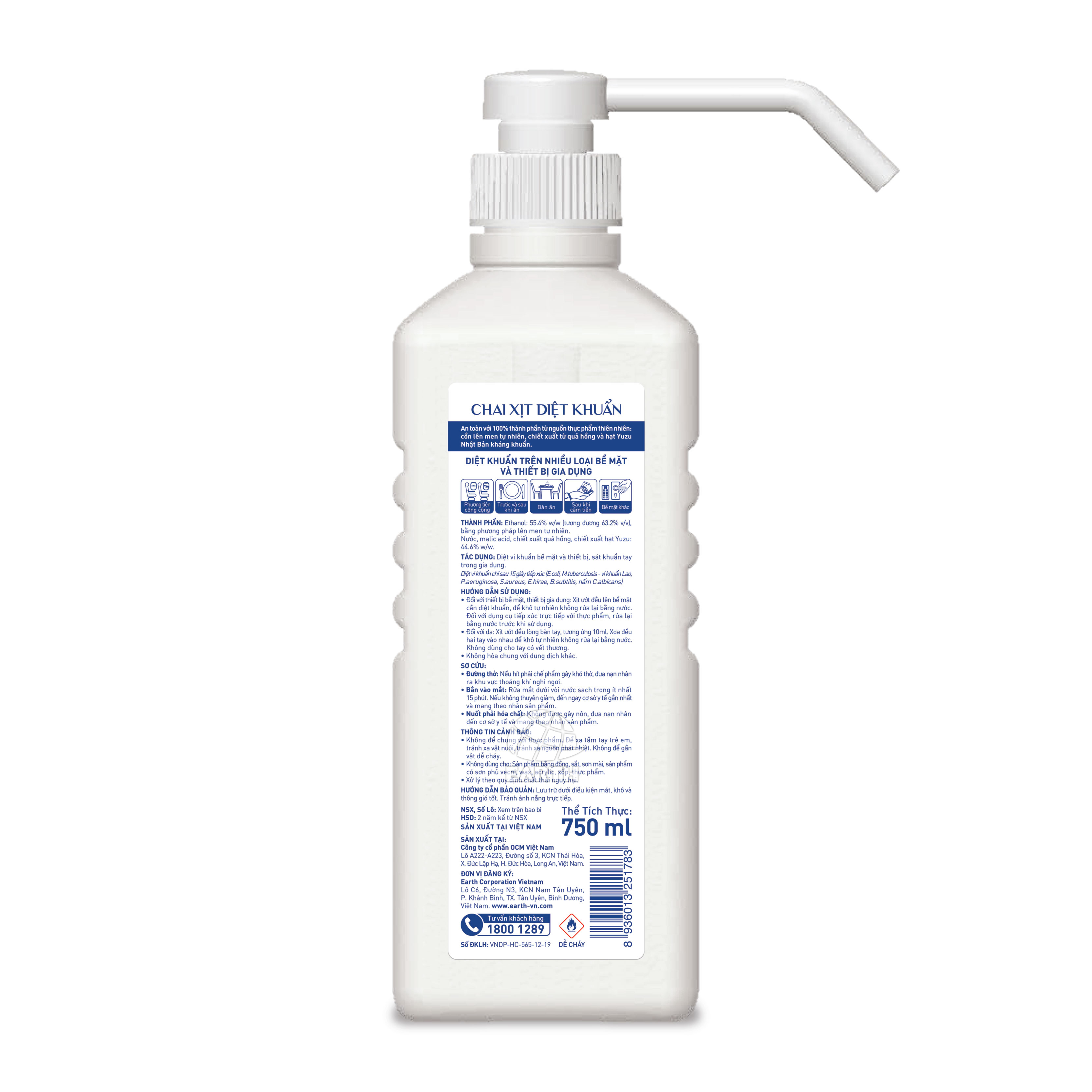 Xịt Diệt Khuẩn Natuearth 750ml