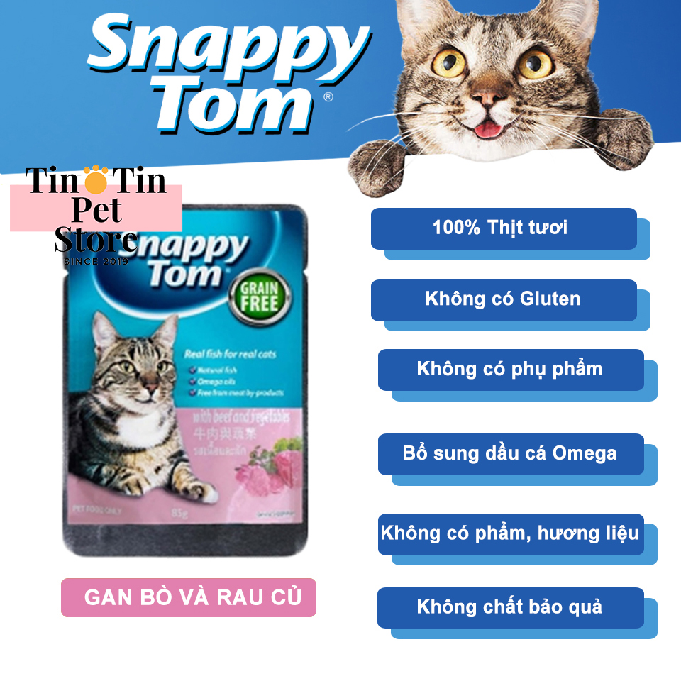 Combo 12 Gói Pate Snappy Tom Cho Mèo Gói 85 Gram
