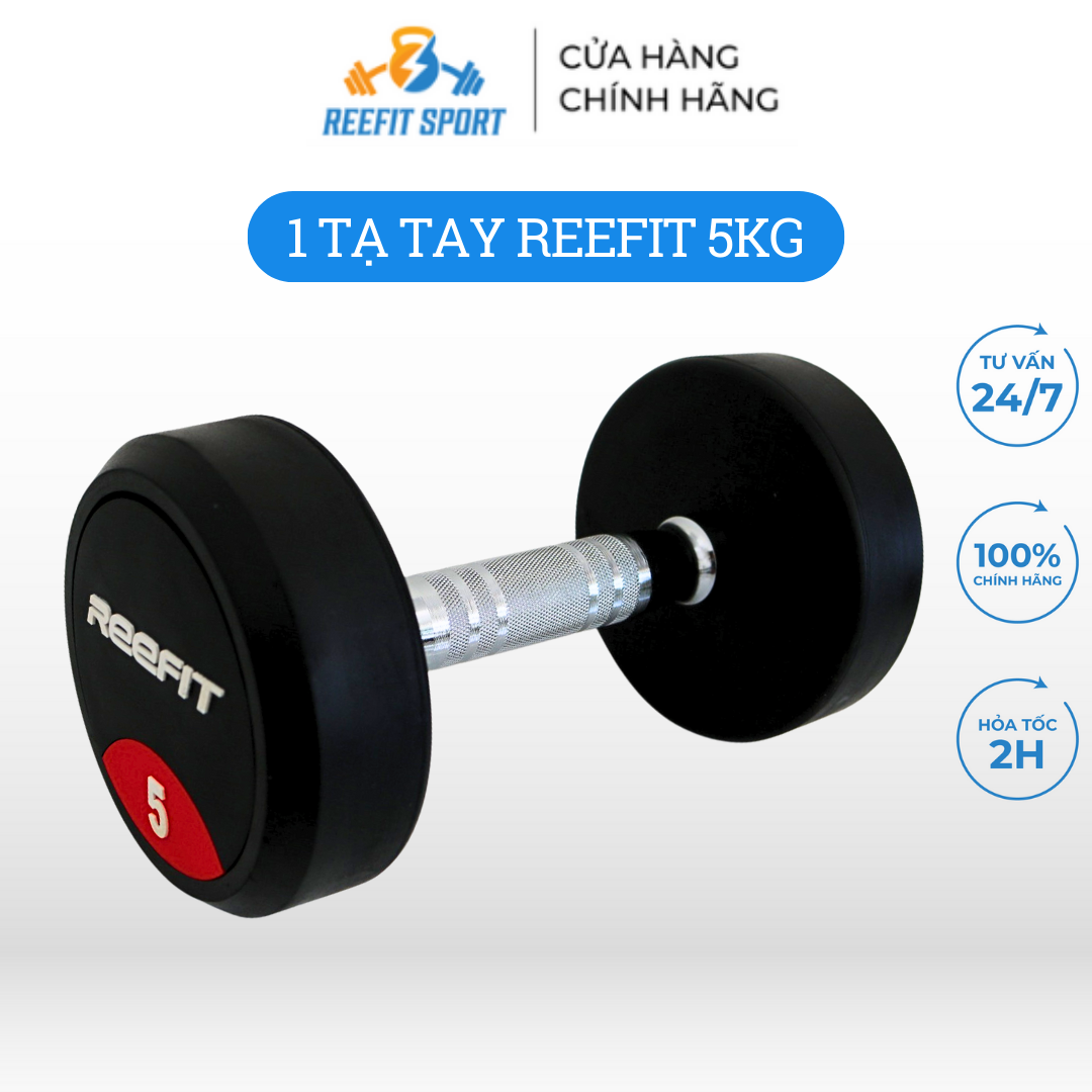 Tạ tay bọc cao su REEFIT 5kg Tạ Phòng Tập (1 cục)