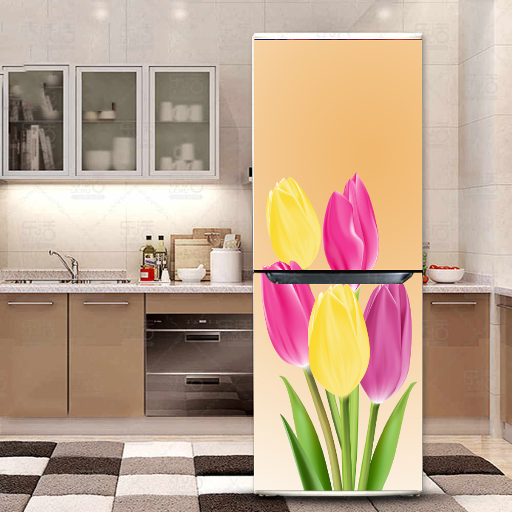 Decal dán trang trí tủ lạnh - hoa tulip