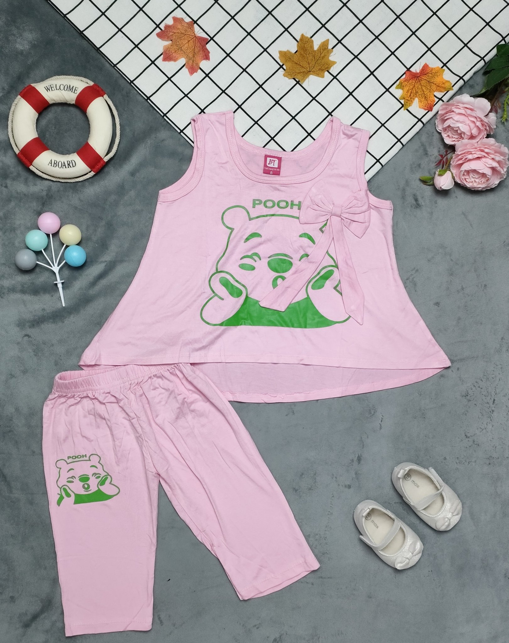 Bộ Thun Lạnh Quần Lửng Bé Gái