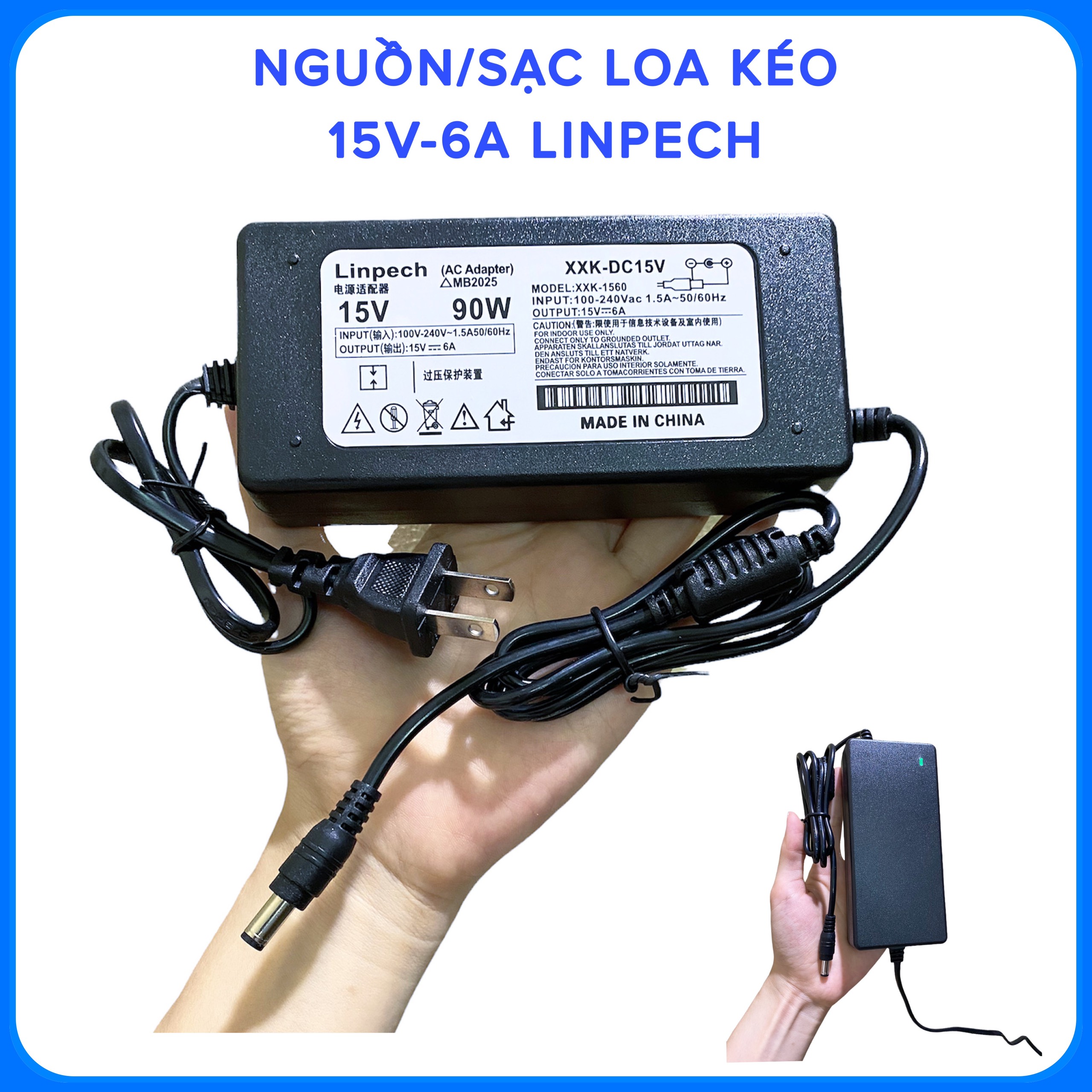 NGUỒN ADAPTER SẠC LOA KÉO 15V6A HÀNG XỊN THÍCH HỢP DÙNG  CHO CÁC LOA KÉO CÔNG SUẤT LỚN