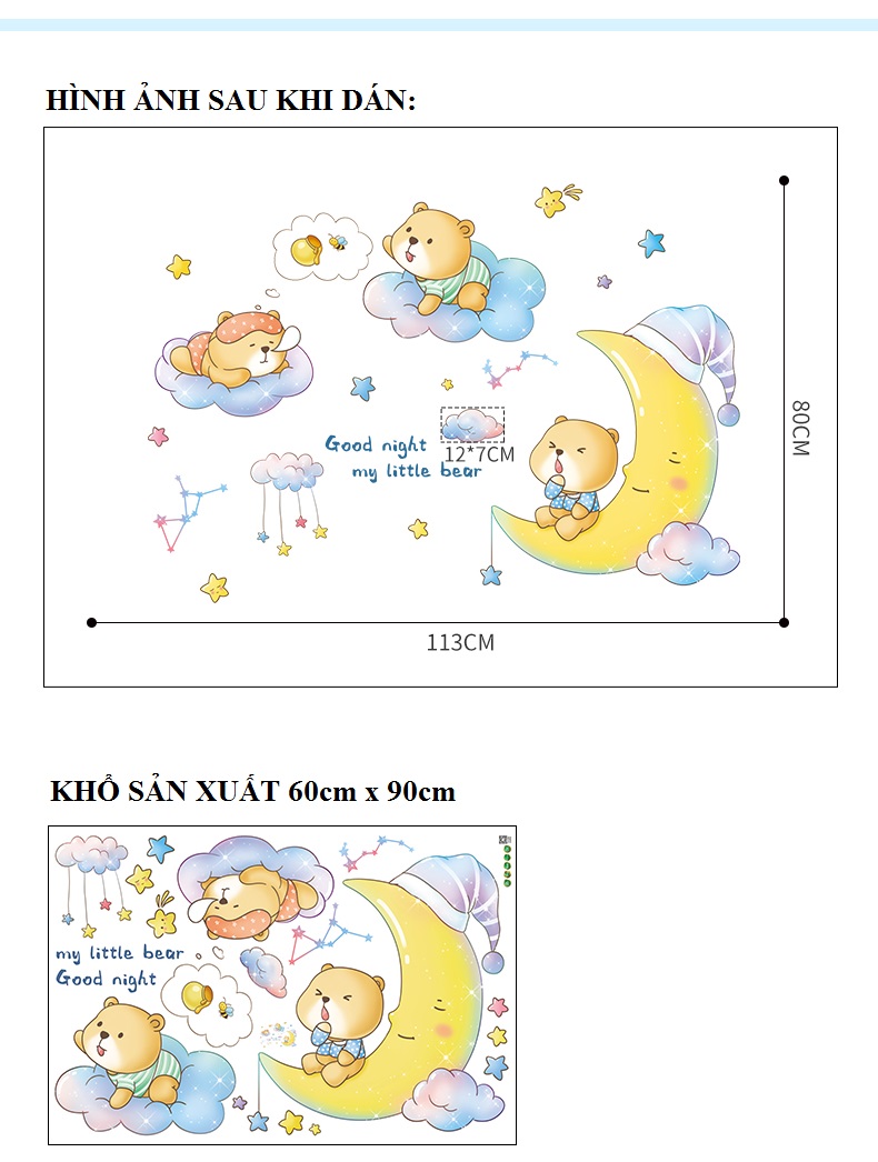 Decal dán tường chúc bé ngủ ngon - T4 - Kiddecals
