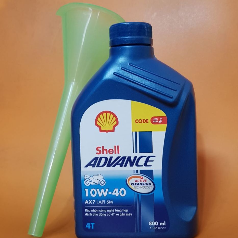 [HCM][Tặng Phễu] Nhớt shell  AX7 10W40 Nhớt xe số tặng kèm phễu nhớt-0.8L nhớt+1 phễu-