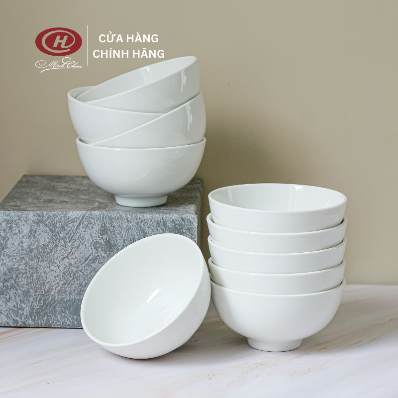 Bộ 6 Bát Cơm Trắng Trơn 11cm - C06 - Sứ Minh Châu